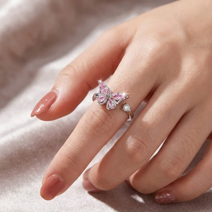 Anillo Mariposa Giratorio Brillante 🦋+ caja de regalo gratis