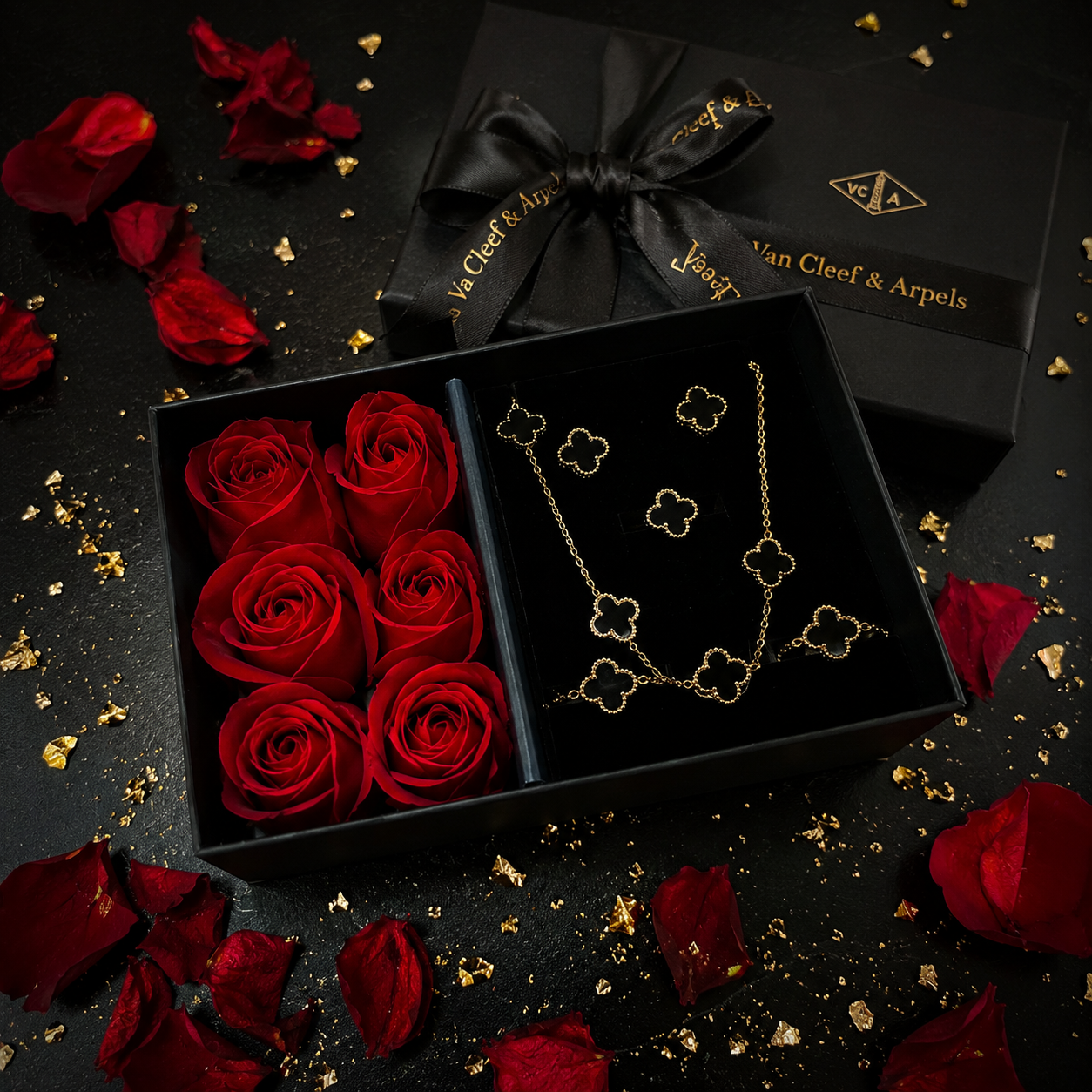 Set Van Cleef: Collar + Pulsera + Caja de Rosas ♣️🌹