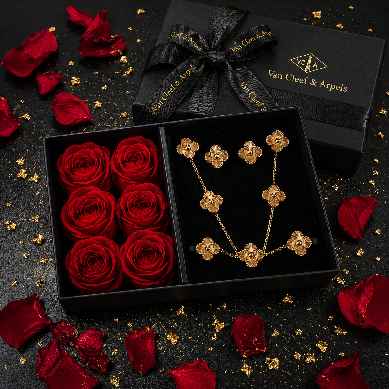 Set Van Cleef: Collar + Pulsera + Caja de Rosas ♣️🌹