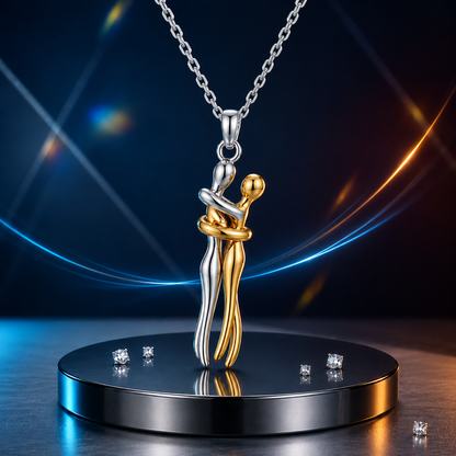 Collar Pareja Abrazo Amor Infinito 👩‍❤️‍👨♾️ + Caja Regalo