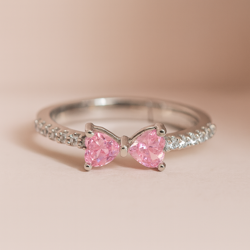Anillo de Liston 🎀 | Bañado en Oro Blanco | Talla ajustable + Caja de regalo ✨