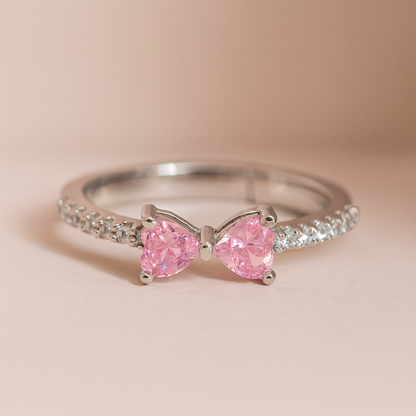 Anillo de Liston 🎀 | Bañado en Oro Blanco | Talla ajustable + Caja de regalo ✨
