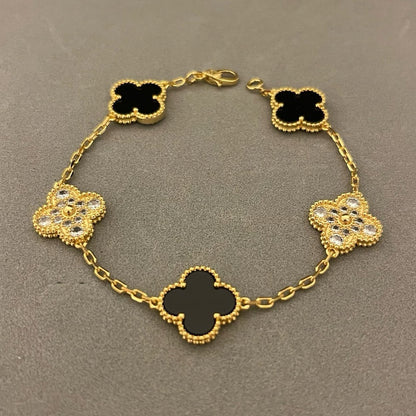 Pulsera Van Cleef Bañada en Oro de 18K con Diamantes 💎