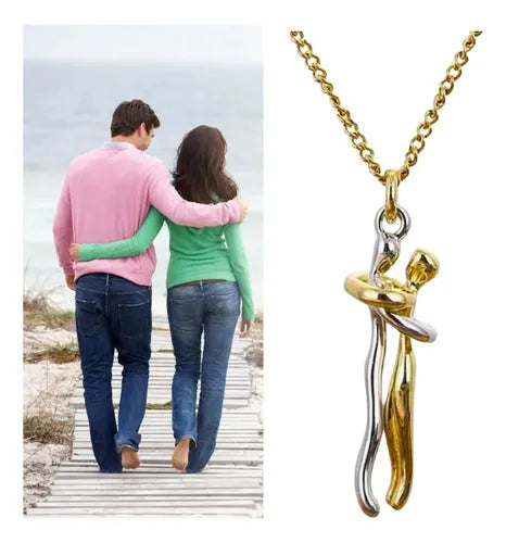 Collar Pareja Abrazo Amor Infinito 👩‍❤️‍👨♾️ + Caja Regalo