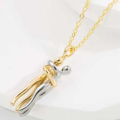 Collar Pareja Abrazo Amor Infinito 👩‍❤️‍👨♾️ + Caja Regalo
